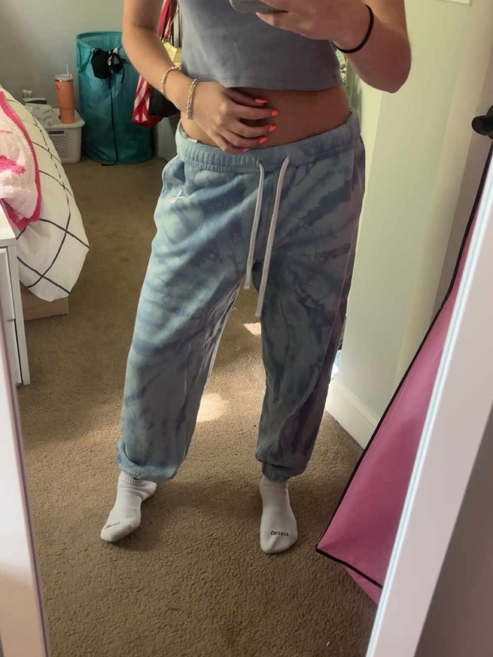 PacSun Blue Tie-Dye Joggers with White Playboy Logo - Picture 2 of 2